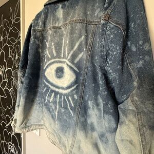 Denim Jacket with Eye Design hand bleached by me!